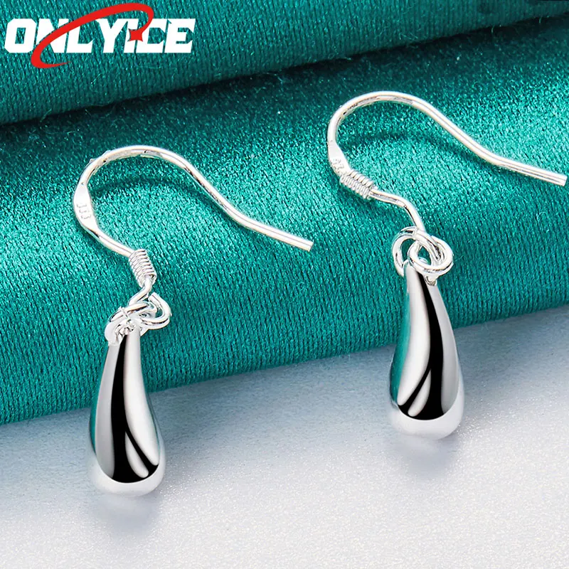 

925 Sterling Silver Water Drop Earrings Women Fashion Glamour Christmas Party Wedding Engagement Jewelry