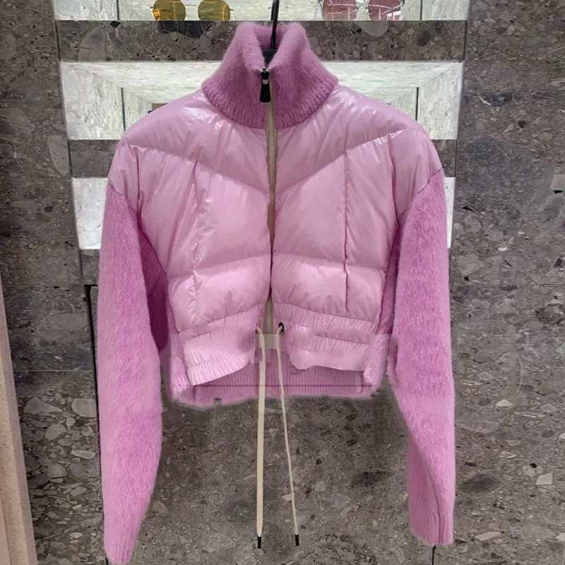 

Куртка женская демисезонная короткая на молнии, Модный укороченный пуховик с прострочкой, зимняя пуховая куртка