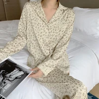 qweek leopard print pajamas women autumn green sleepwear bedroom set 2 piece pijama long sleeve pyjamas loungewear nightie pjs
