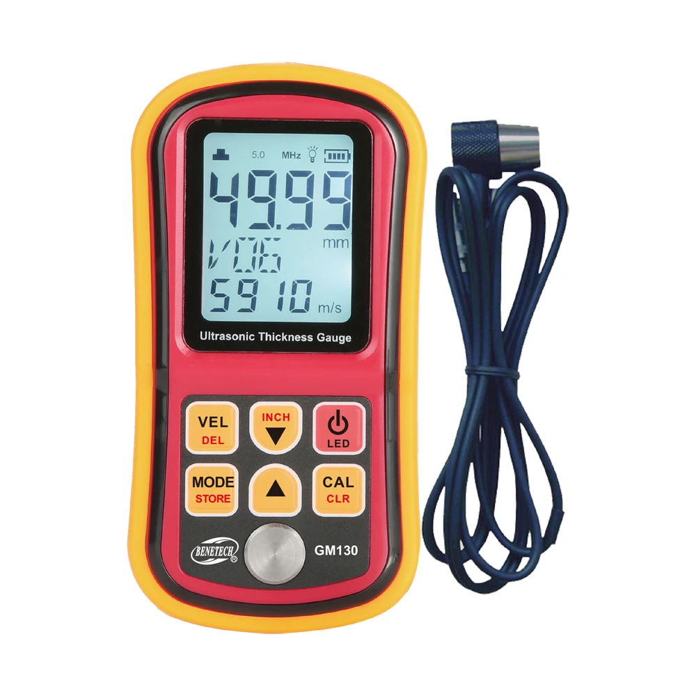 

GM130 LCD Ultrasonic Thickness Digital Gauge Tester Depth Gauge 1.00~300mm with Backlight