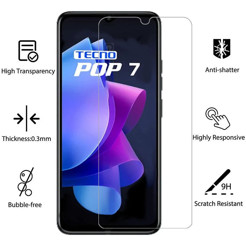Защита экрана для tecno pop 7 pro защитное закаленное стекло на технике pop7 7pro pop7pro