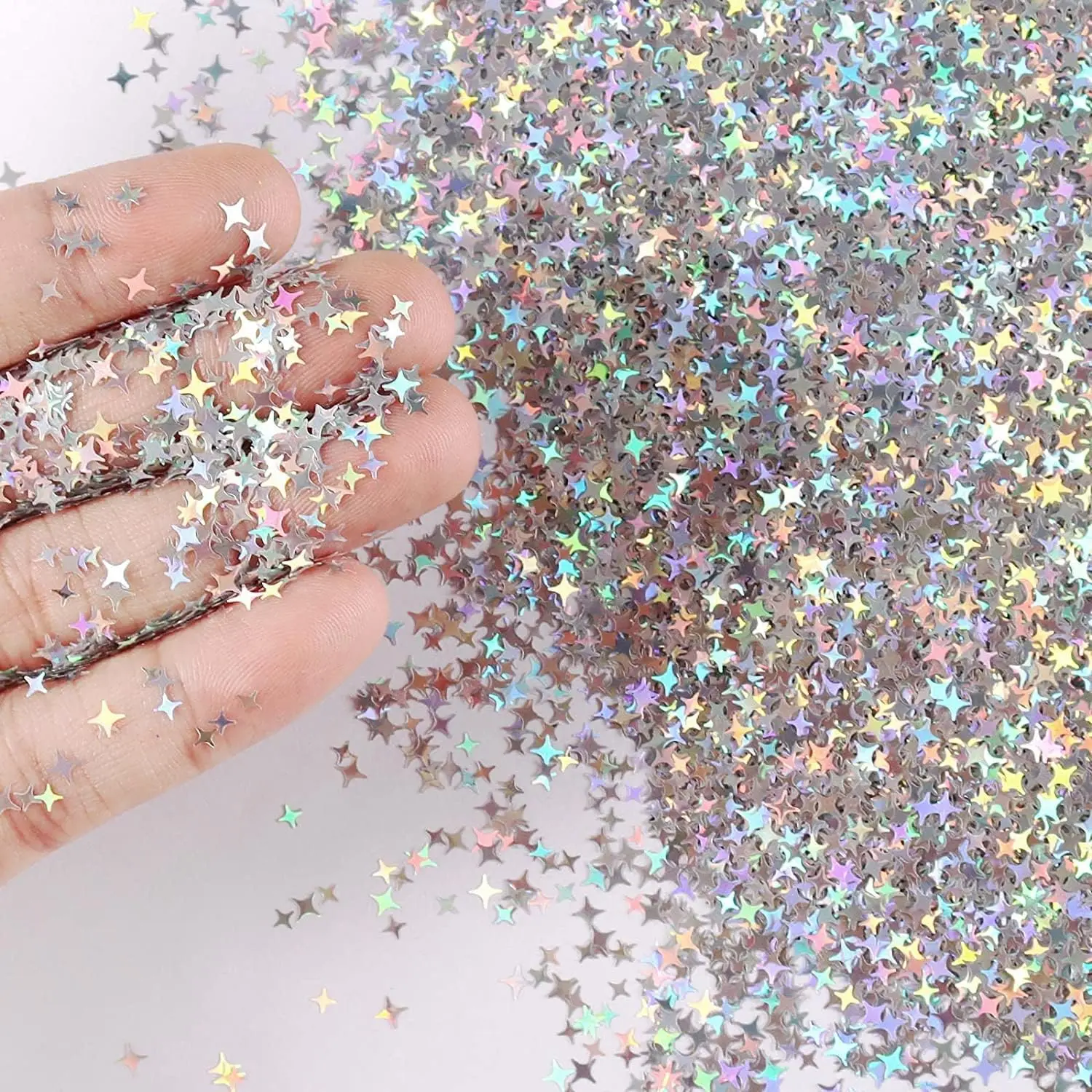 Серебряные блестки с четырьмя звездами 2 упаковки