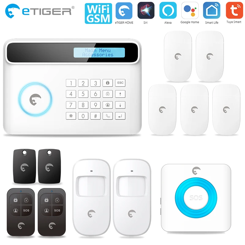 

Оригинальный детектор движения Etiger S4 Plus Tuya Smart WiFi/GSM, домашняя сигнализация с внутренней сиреной