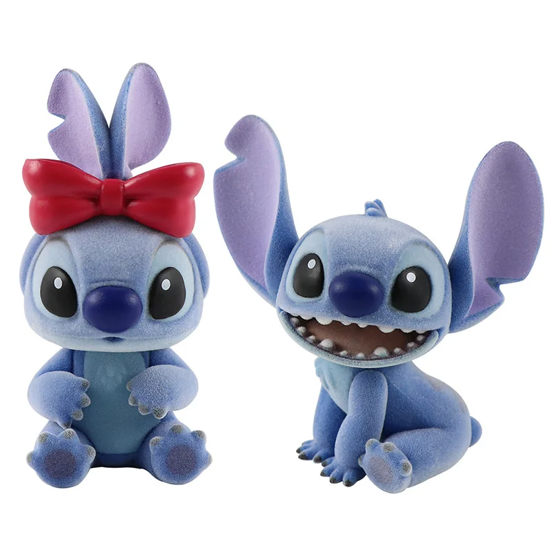 

Disney Stitch Figures Model Kawaii Stitch Flocking Toys Doll Anime Angel Figures Model Toys Mini Decor Landscape Cake Decoration
