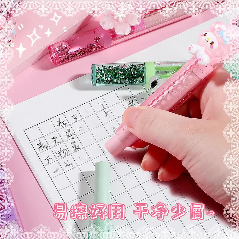 Hello Kitty Kuromi My melody Pochacco милый зыбучий песок двухтактный ластик выдвижной маленький