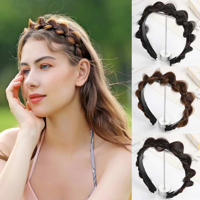 

1 Pc Lazy Wig Twist Headbands for Women Styling Retro Head Hoop Wide Fishbone Braids Hairbands Hair Styling Headwear Accessories