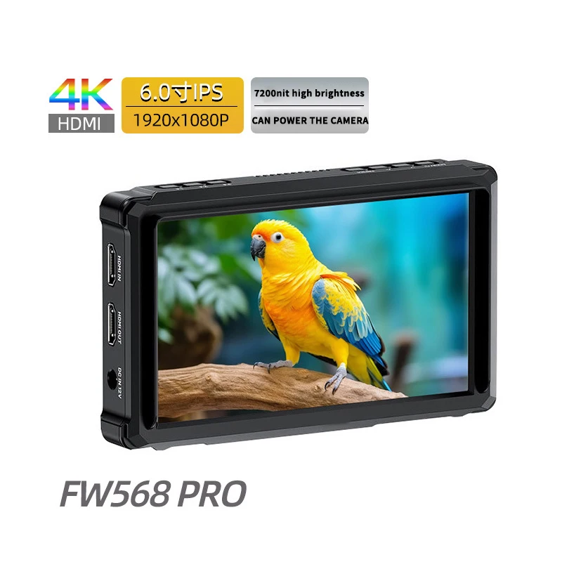 Фото FW568 PRO Полевой монитор камеры 1200 нит 6-дюймовый сенсорный экран Full HD Монитор камеры 4K HDMI 3D LUT Peaking Focus для DSLR №2