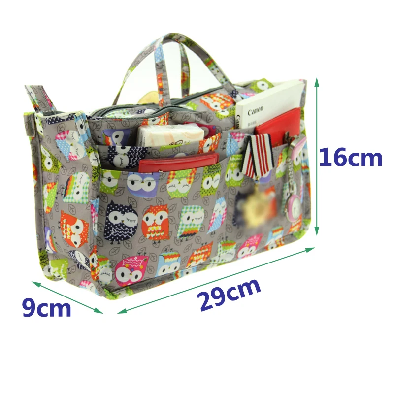 

Women Organizer Insert Bag Nylon Travel Insert Organizer Handbag Purse Large liner Lady Makeup Cosmetic Bag Cheap Female Tote