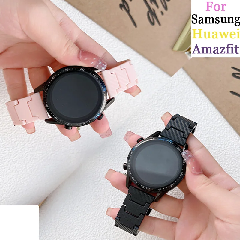 

Carbon Fiber Band For Samsung Galaxy 4/classic 46mm/Active 2 40mm/44mm Gear S3 20mm/22mm bracelet Huawei watch GT/2e/3/Pro strap