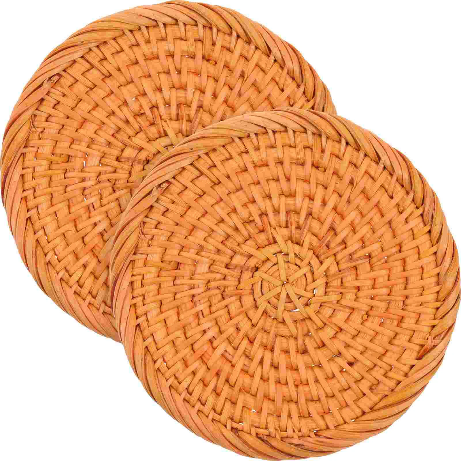 

Coasters Coaster Woven Roundmat Trivet Drink Rattan Table Plates Dinnercup Heat Braided Placemat Pads Straw Resistant Decorative