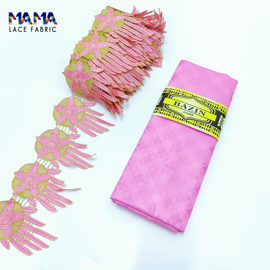 Розово-красный африканский базин богатый оригинальная нигерийская Женская