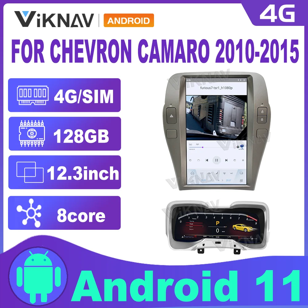 

Автомагнитола с сенсорным экраном 12,1 дюйма для Chevrolet Camaro 2010-2015, Android 11, GPS, Wi-Fi, Carplay