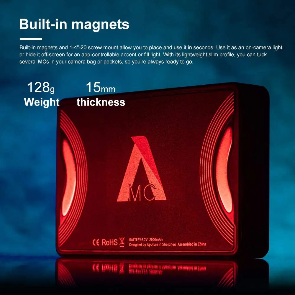 Aputure MC Портативный телефон RGB светодиодный мини-светильник 3200K-6500K CCT управление
