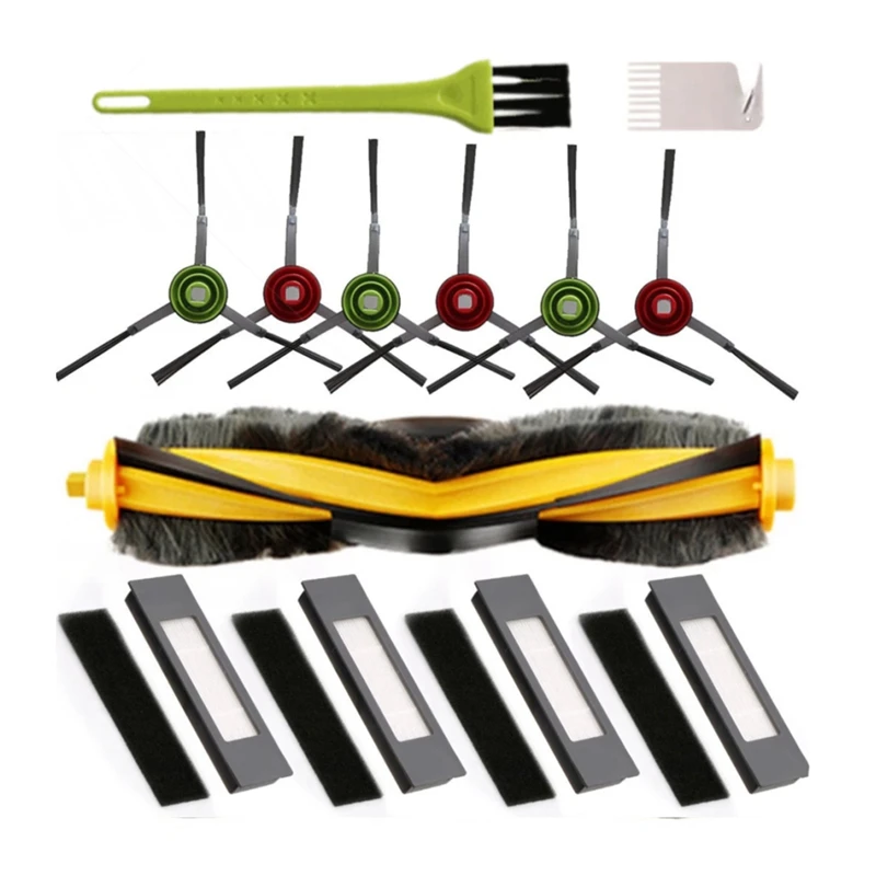 

1Xroller Brush 4Xfilters 6X Side Brushes 2X Cleaning Brush For Ecovacs Deebot OZMO 920 950 T5 T8 T9 Robot Vacuum Cleaner