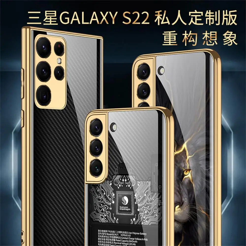 

Чехол для Samsung Galaxy S22 S21 Plus, ультра-чехол, роскошный Гальванизированный противоударный объектив, полноразмерный защитный чехол, аксессуары
