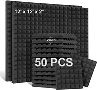 50PCS 300x300x50mm Studio Acoustic Soundproof Foam Sound Absorption Treatment Panel Tile Wedge Protective Sound-Absorb Spong