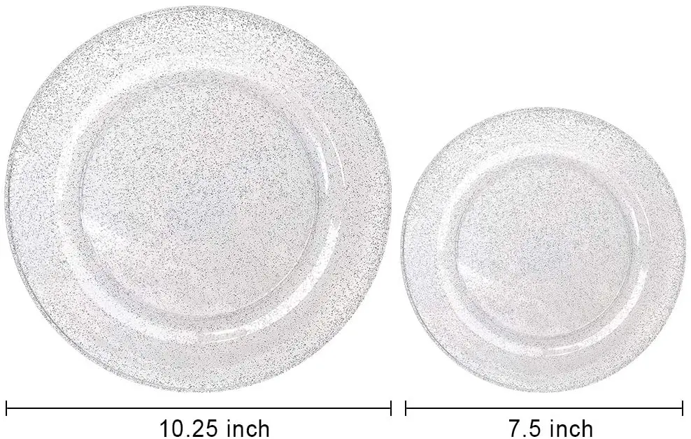 Серебряные пластиковые тарелки-одноразовые серебряные блестящие тарелки