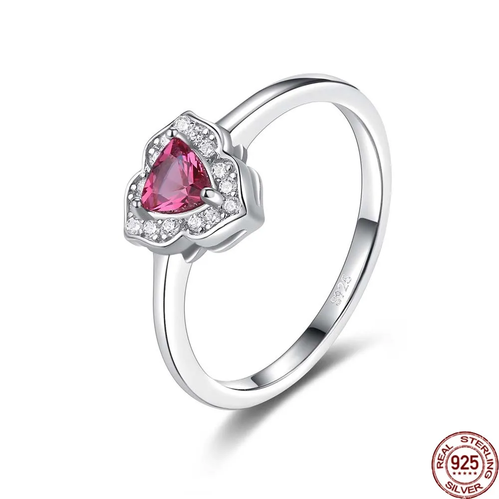 

BABIQU Heart Ruby Rings for Women Real 925 Sterling Silver Red Gemstone Promise Flower Bague Fine Jewelry Wedding Christmas Gift