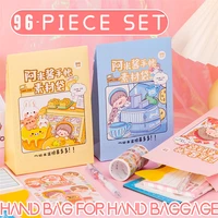 2022 new kawaii handbook stickers tape material bag gift bag cute cartoon characters diy decorative tools a full set of material