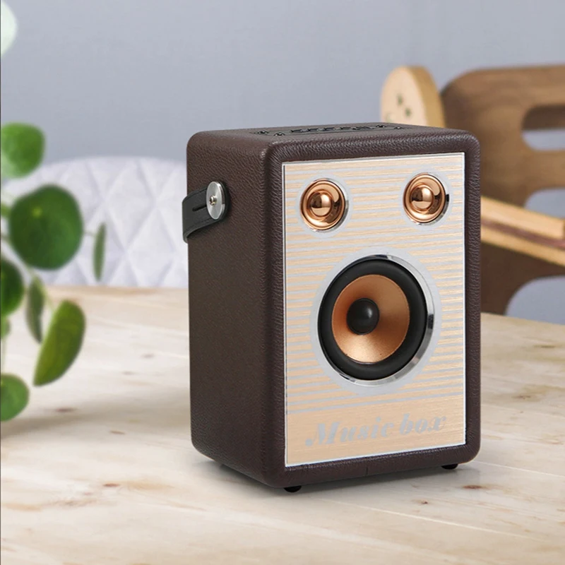 

Retro Wooden Sound Box Wireless Bluetooth 5.0 Speaker Portable Outdoor Audio Subwoofer 3D Stereo Boombox