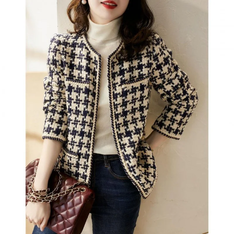

Autumn and Winter 20223 New Tweed Coat Women's TemperamentT Op Slim Tweed Jackets for Women