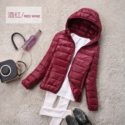 S-4XL Autumn Winter Women White Duck Hooded Down Jacket Female Ultra Light Down Coat Puffer Parkas Short Tops