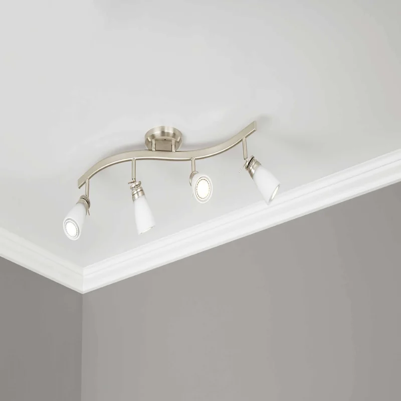 

26,69 дюйма, 4 светильник, набор из атласной никелевой ступенчатой головки с фиксированным треком освещения