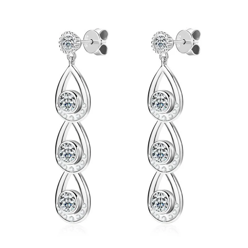 EMO-490 Lefei модные классические роскошные муассанитовые серьги с кисточками в форме