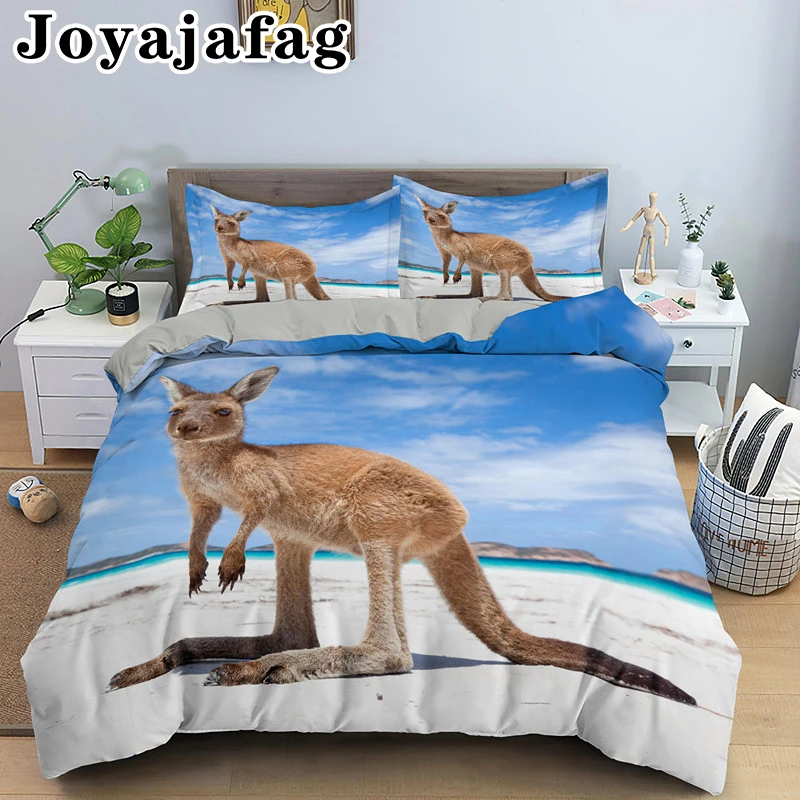 

Animal Kangaroo 2/3 Pieces Bedding Set Adult Teens Bed Sets Queen King Sizes Duvet Cover With Pillowcase Luxury Quilt Covers