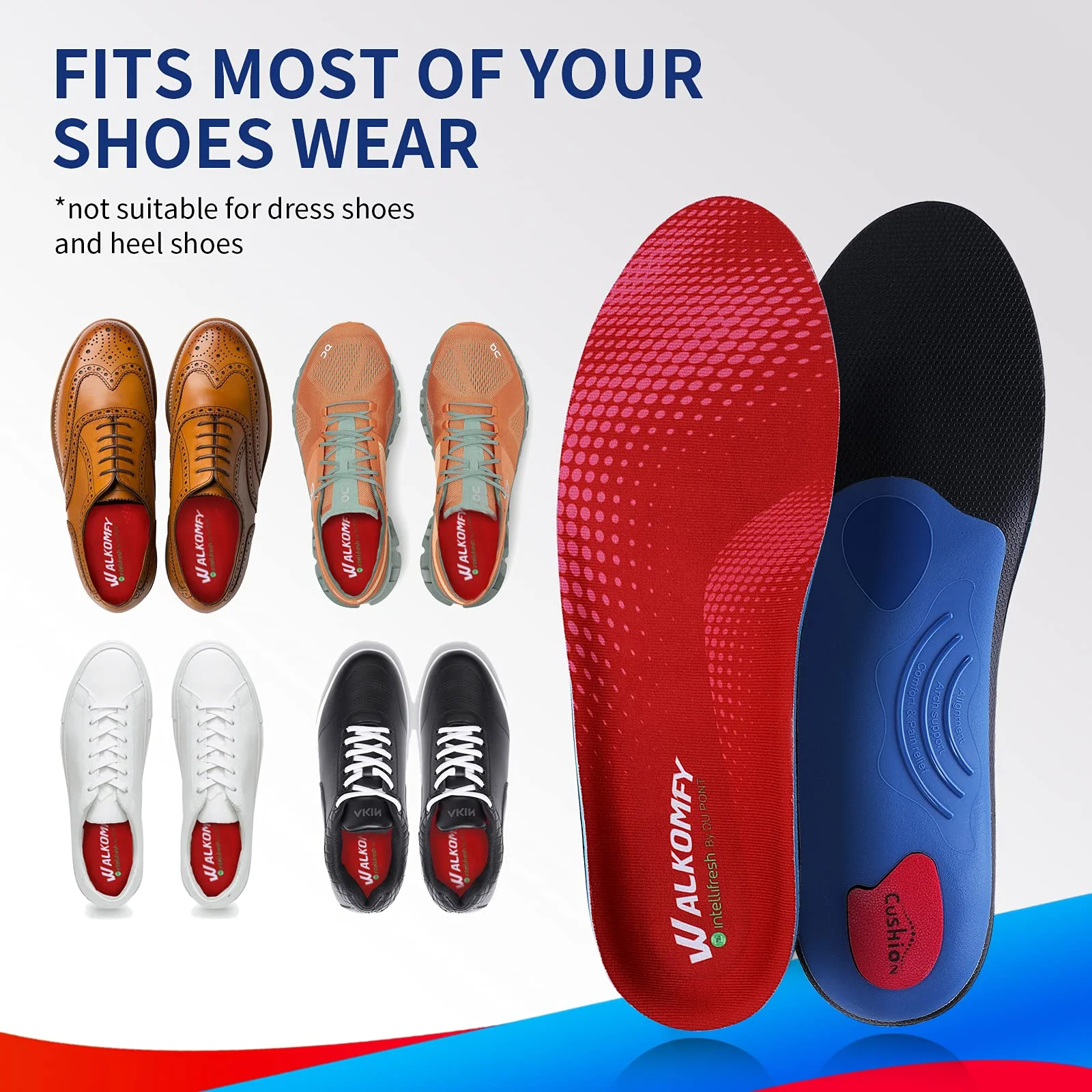 TOPSOLE Orthotic Insoles Arch Support Insoles For Plantar Fasciitis Flat Feet Pain Orthopedic Shoe Inserts Insoles For Men/Women