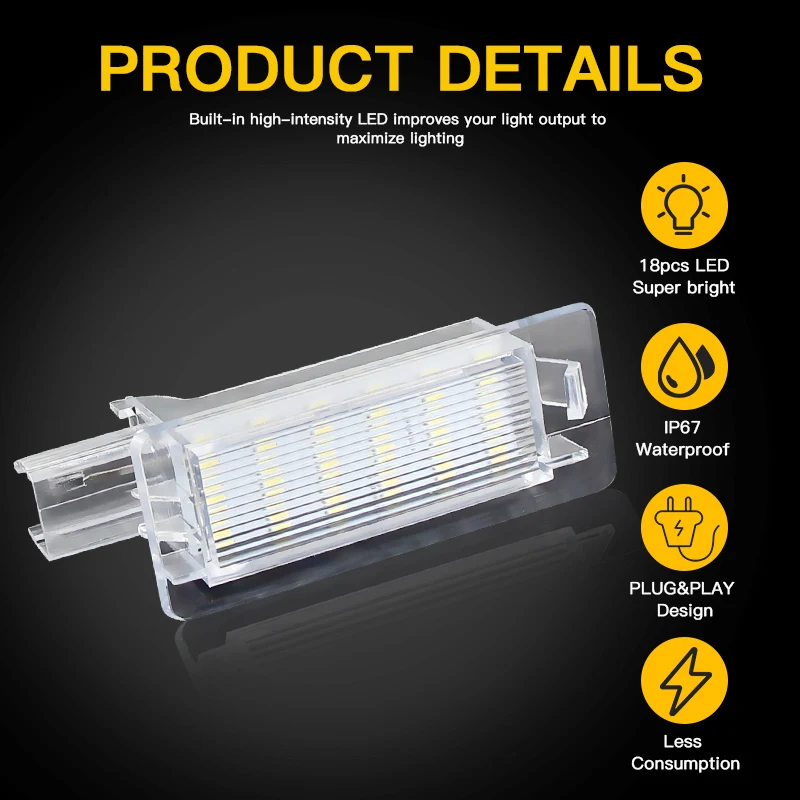 2 шт. бесплатная светодиодная лампа освещения номерного знака для Renault Captur Espace 4