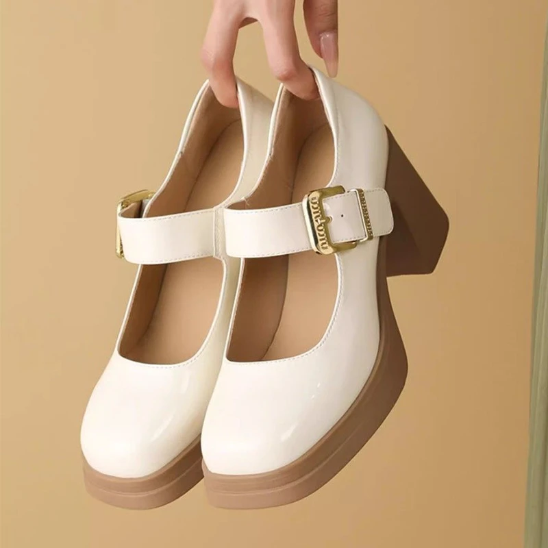 Туфли Мэри Джейн на одной пуговице женские летние винтажные белые туфли средней