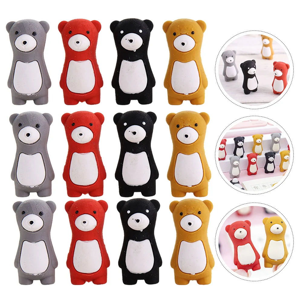 

48pcs Cute Bear Shaped Erasers Novelty Animal Shaped Eraser Party Favors Mixed Color