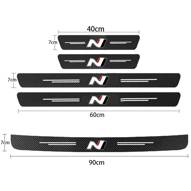 

Наклейки на порог автомобильной двери из углеродного волокна, защита от царапин, наклейки для Hyundai N LINE i30 i20 Accent Tucson Elantra