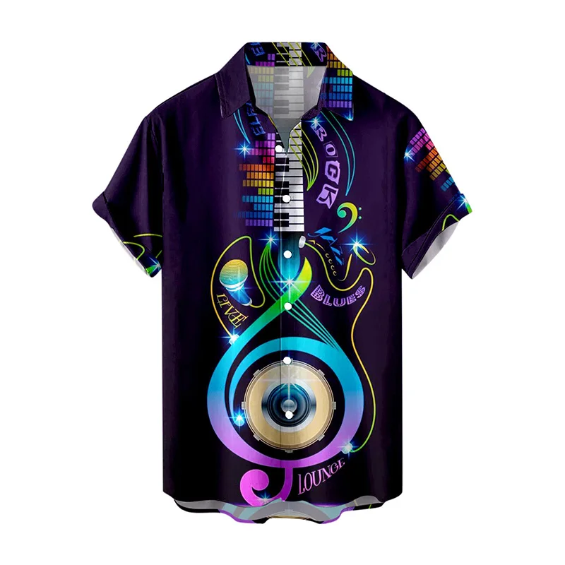 

Летние мужские рубашки Badassdude, Гавайские рубашки для мужчин, модная одежда с принтом музыкальной гитары, футболка, повседневные блузки больш...