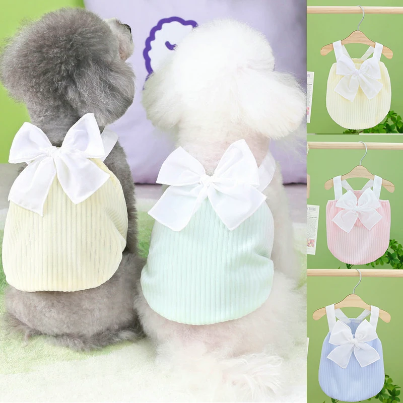 

New Bowknot Skirt Lovely Dog Skirt Pet Clothes Summer Cool Breathable Cat Dog Dress Clothing For Small Medium Dogs Pet Supplies