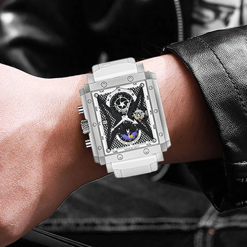 Часы наручные LIGE мужские с силиконовым ремешком оригинальные брендовые