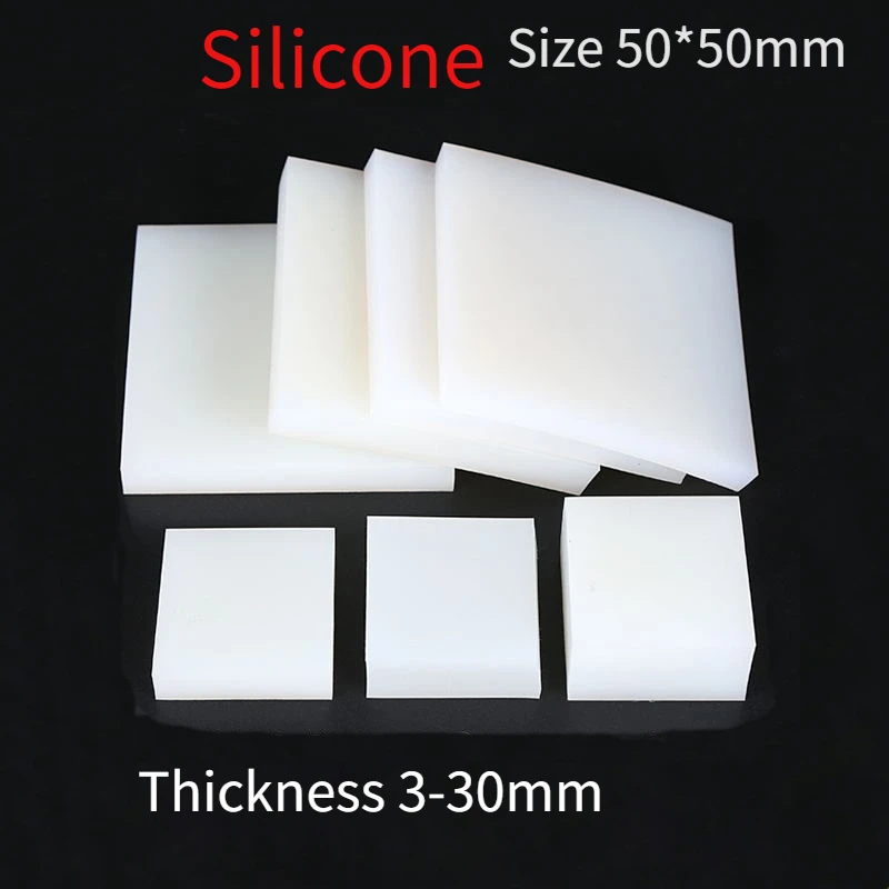 

1/2/4pcs 50*50mm Thick 3-30mm Silicone Rubber plate sheet pad shock absorption wear-resistant buffer high elasticity seal gasket