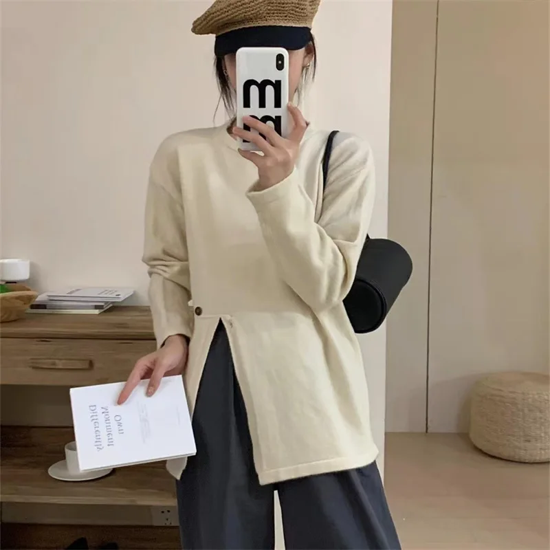 

Split jumper women's new versatile knitted undershirt for autumn and winter