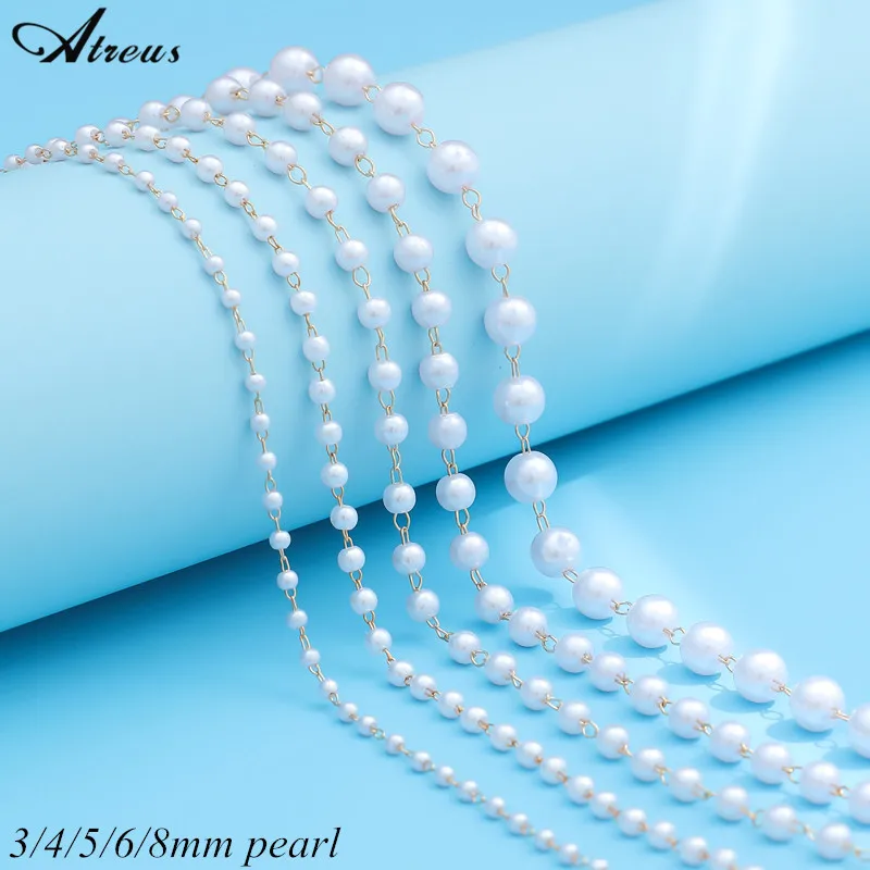 

Gold Plated 3/4/5/6/8mm Imitation Pearl Beads Necklace 2023 New Beads Chain Necklace for Women Summer Simple Choker Necklace