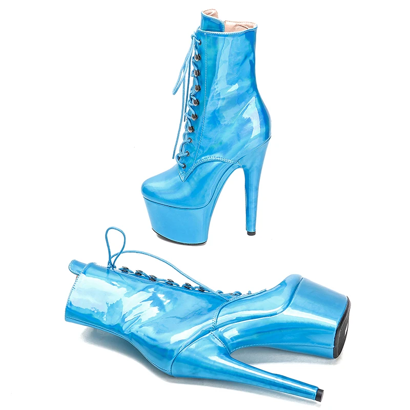 Leecabe  17CM/7inches PU Upper  Pole dancing shoes High Heel platform Pole Dance boots