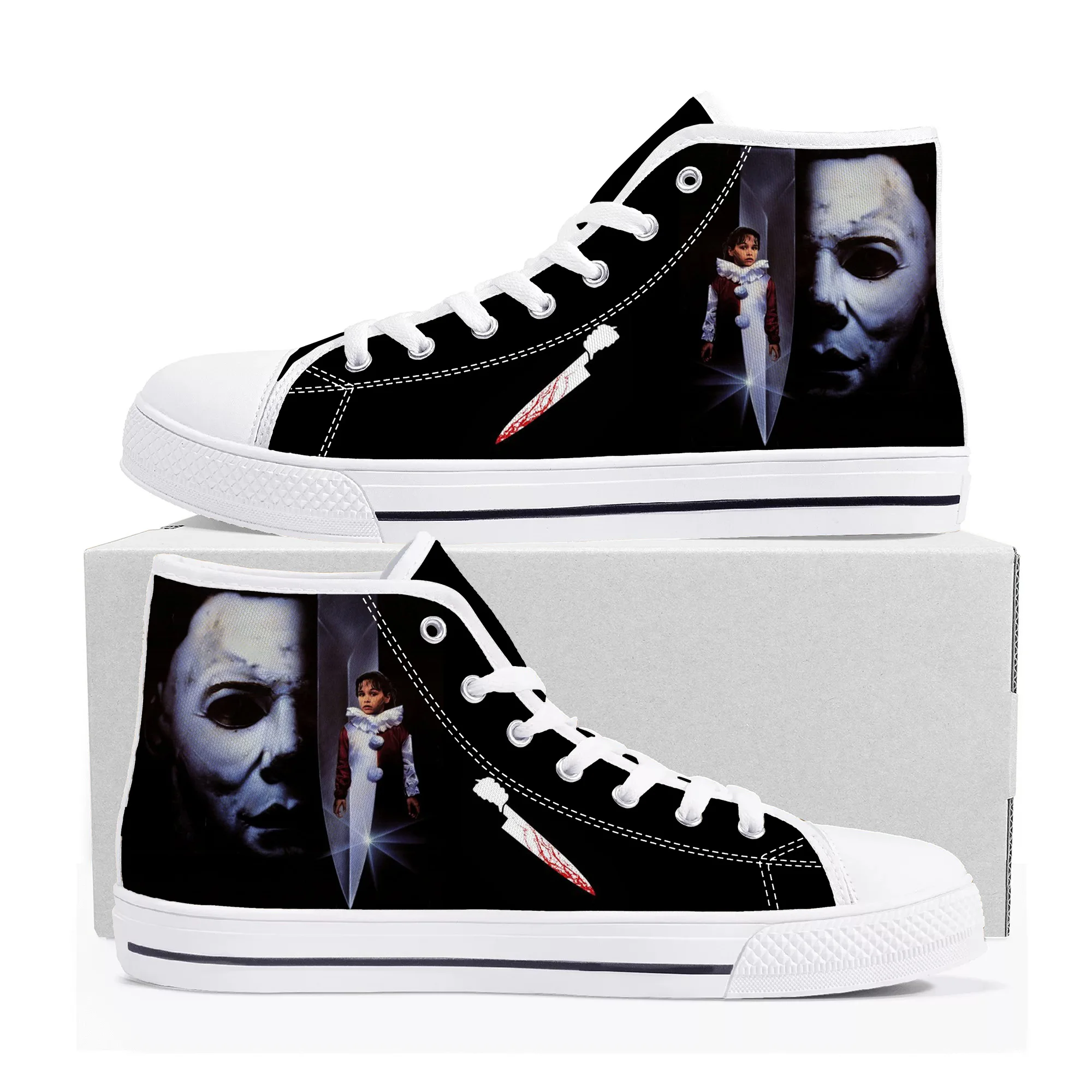 

Horror Halloween High Top Quality Shoes Michael Myers Mens Womens Teenager Canvas Sneaker Casual Couple Sneakers Custom Shoe