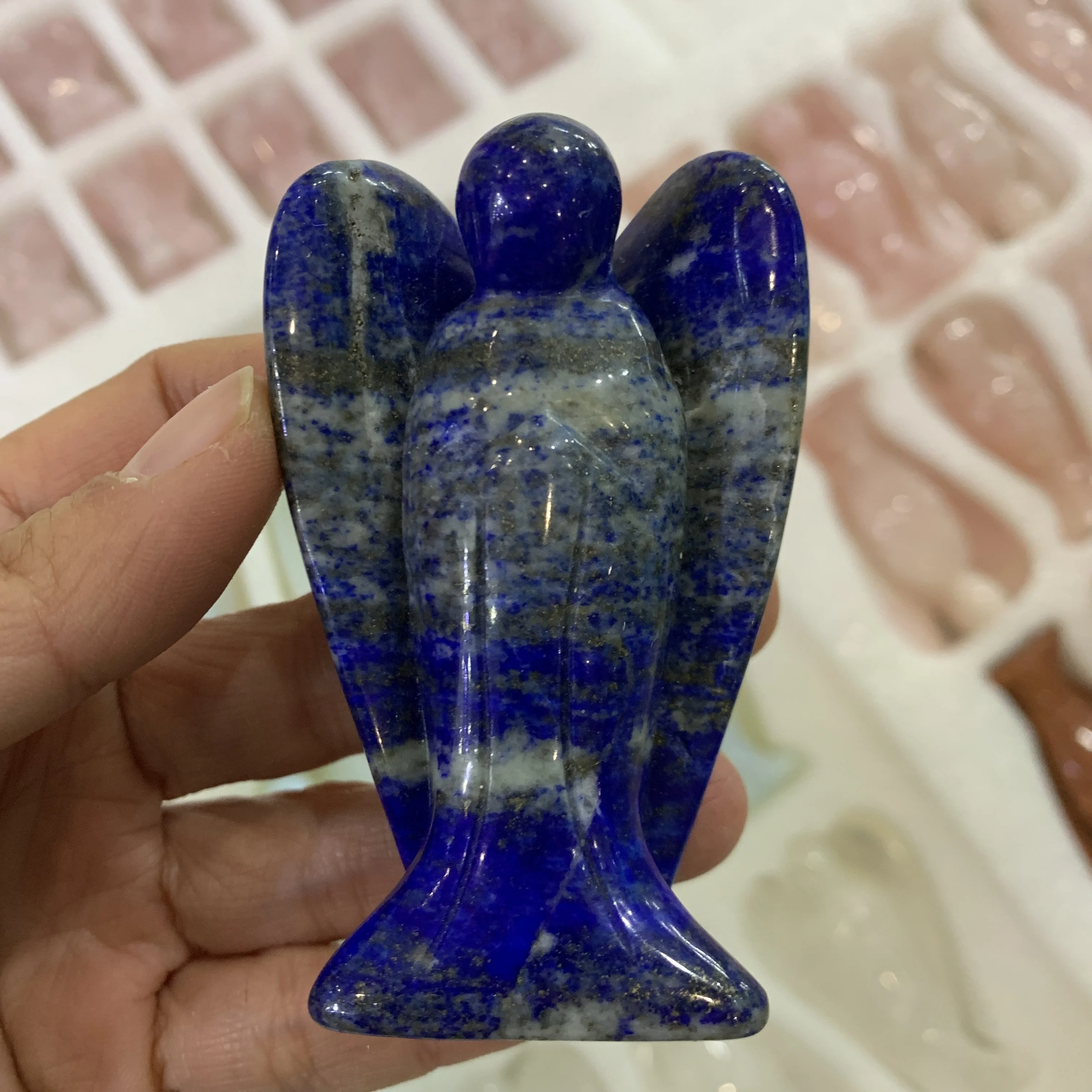 

Статуэтка талисмана для украшения стола, 3 дюйма, натуральный Лазурит, элегантный желтый ангел, тигровый глаз