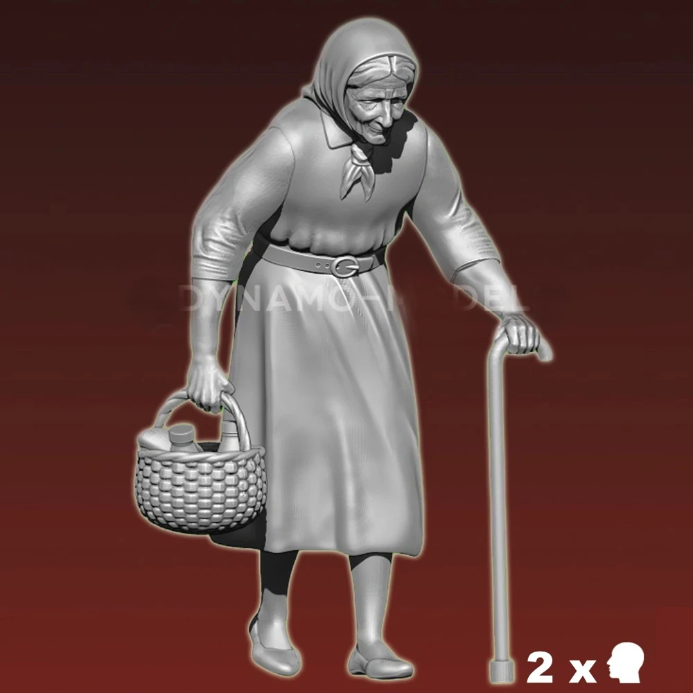 1/35 гражданский-старая женщина модель солдата из смолы военная тема несобранный и