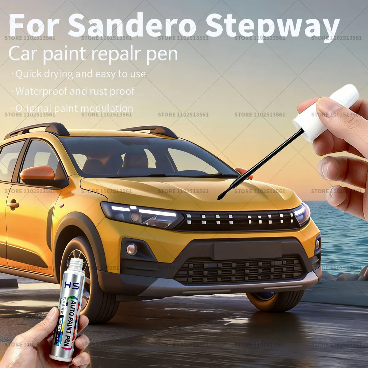 Фото Для Dacia Sandero Stepway автомобильная краска ремонтная ручка краска аксессуары для ремонта царапин синий lron жемчужный черный ледник белый сафари бежевый №1