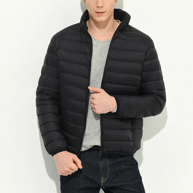 Down Jacket Men's Light and Thin Autumn and Winter 90% Down White Duck Down Jacket High-end Men's Wholesale Stand Collar Short