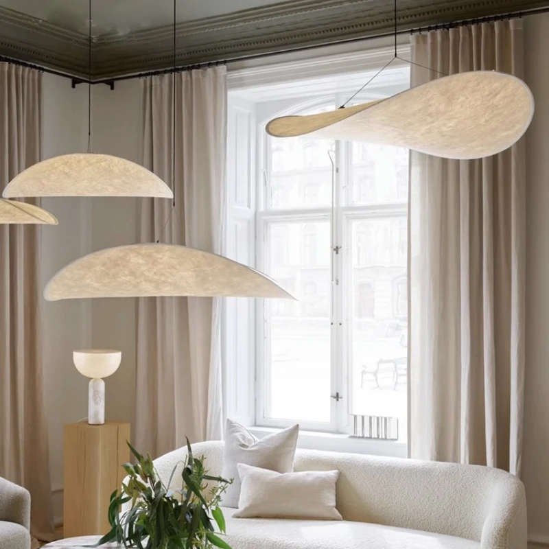 Скандинавская Минималистичная светодиодная люстра Wabi Sabi кулон с шелковыми
