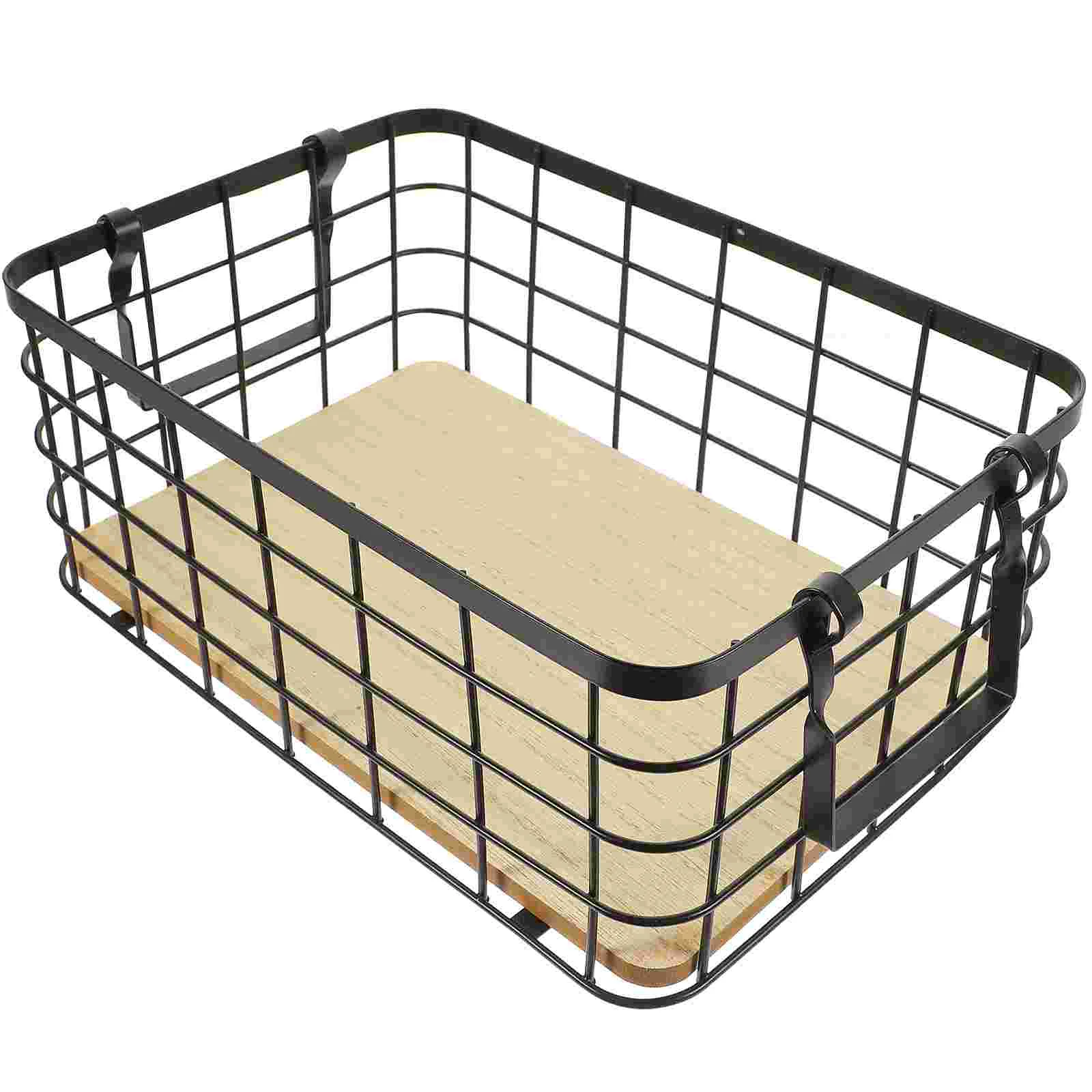 

Baskets Basket Bathroom Wire Organizer Decorative Fruit Metal Kitchen Pantry Bread Snack Black Vegetable Organizing Freezer Bin