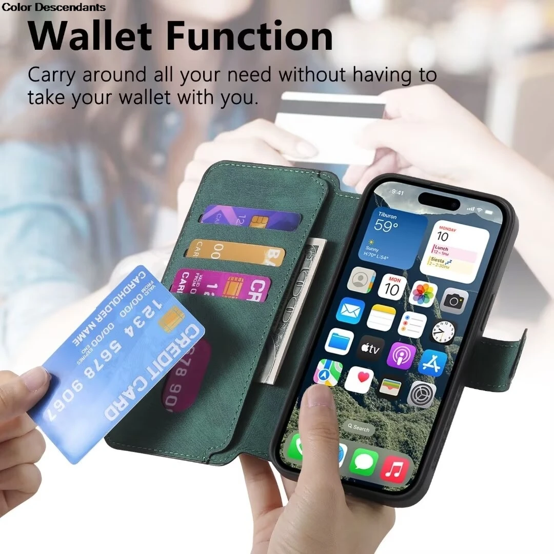 Съемный кожаный чехол-книжка 2 в 1 с технологией RFID для Xiaomi Poco F6 Pro Магнитный