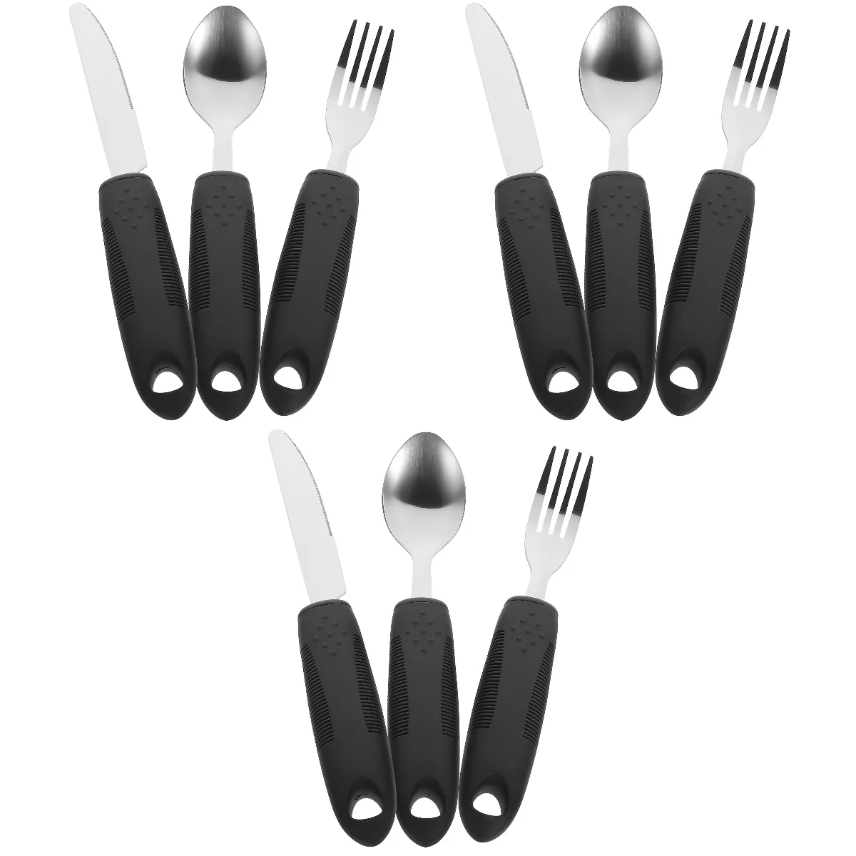 

3 набора посуды для пожилых людей, дорожный подарок, приспособление, Адаптивная посуда, нержавеющая сталь, нескользящая, портативная